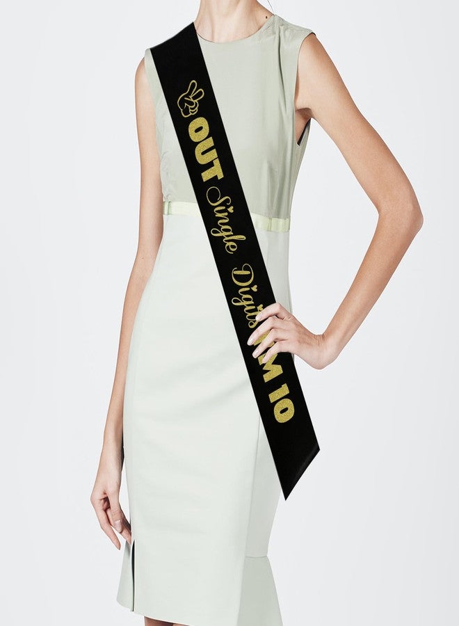 PYQWA Out Single Digits I'm 10 Sash, Black Sash with Gold Foil Happy 10th Birthday Party Decorations for Girl,10 Year Old Gift Ideas - Image 3